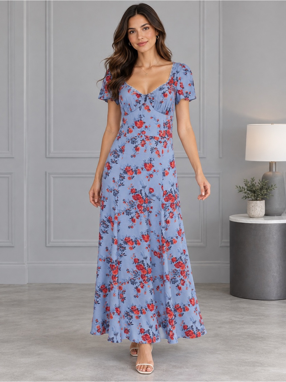 Reformation Afton Floral-Print Woven Midi Dress B90